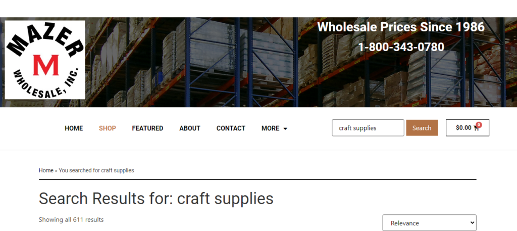 Mazer Wholesale for craft supplies