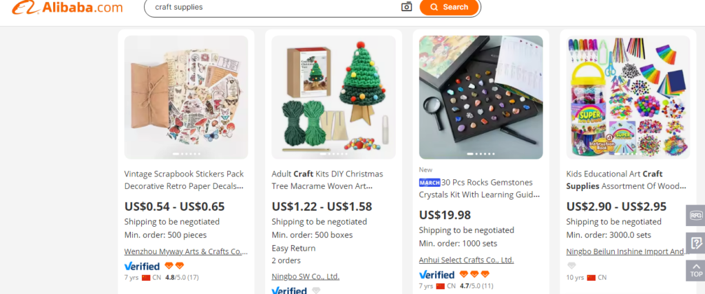 Alibaba Wholesale Suppliers for Etsy Sellers