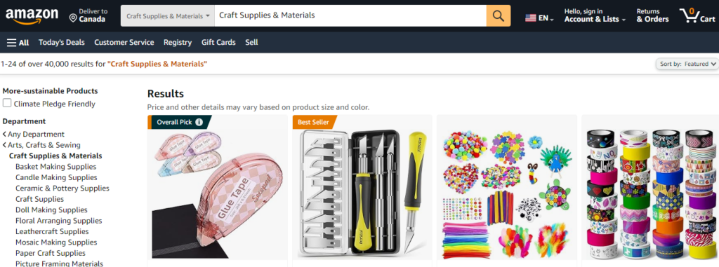 Amazon Business to buy wholesale craft supplies