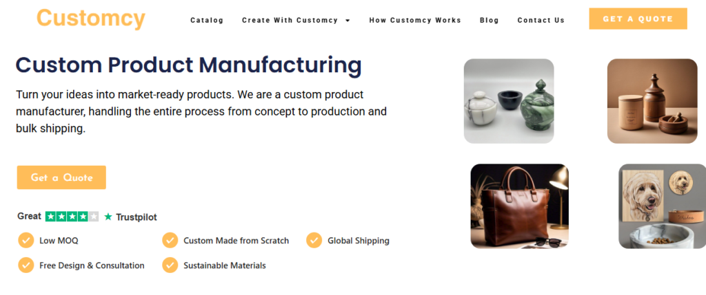 customcy home page screenshot