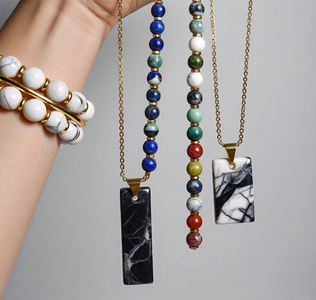 Custom handmade marble jewelry Interchangeable