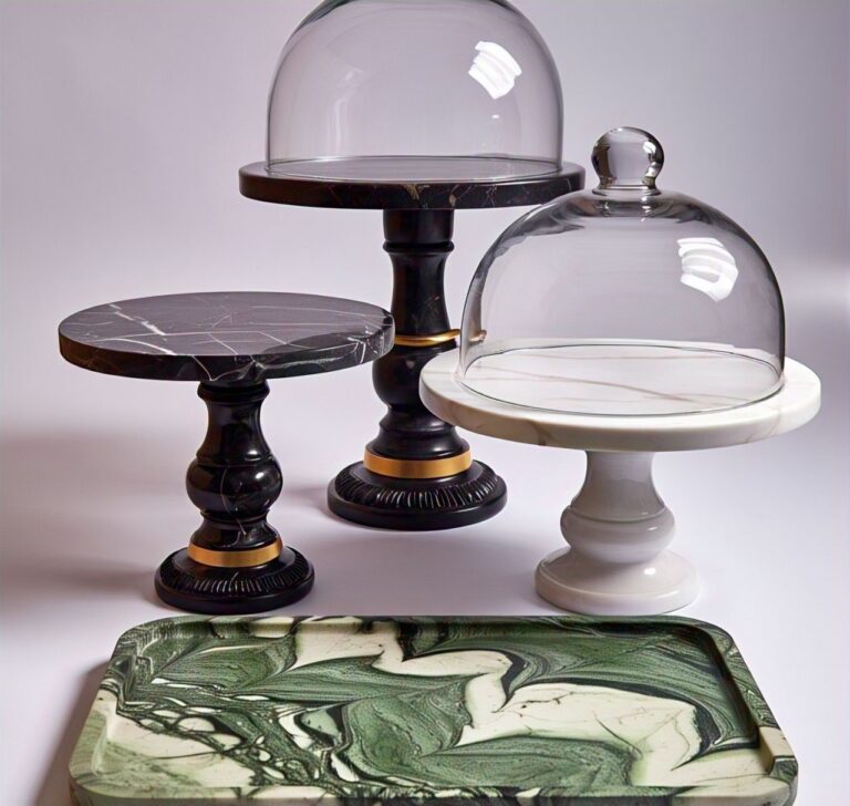 custom handmade marble cake stands