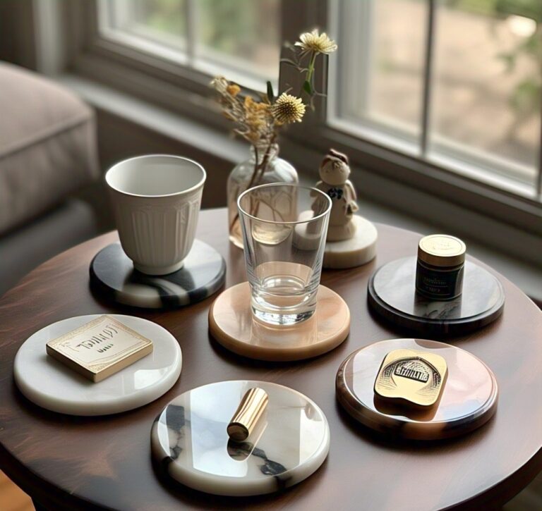 Custom handmade marble coasters with holders