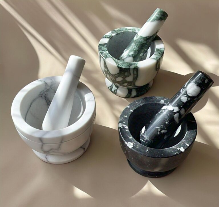 Custom handmade marble mortar and pestle sets