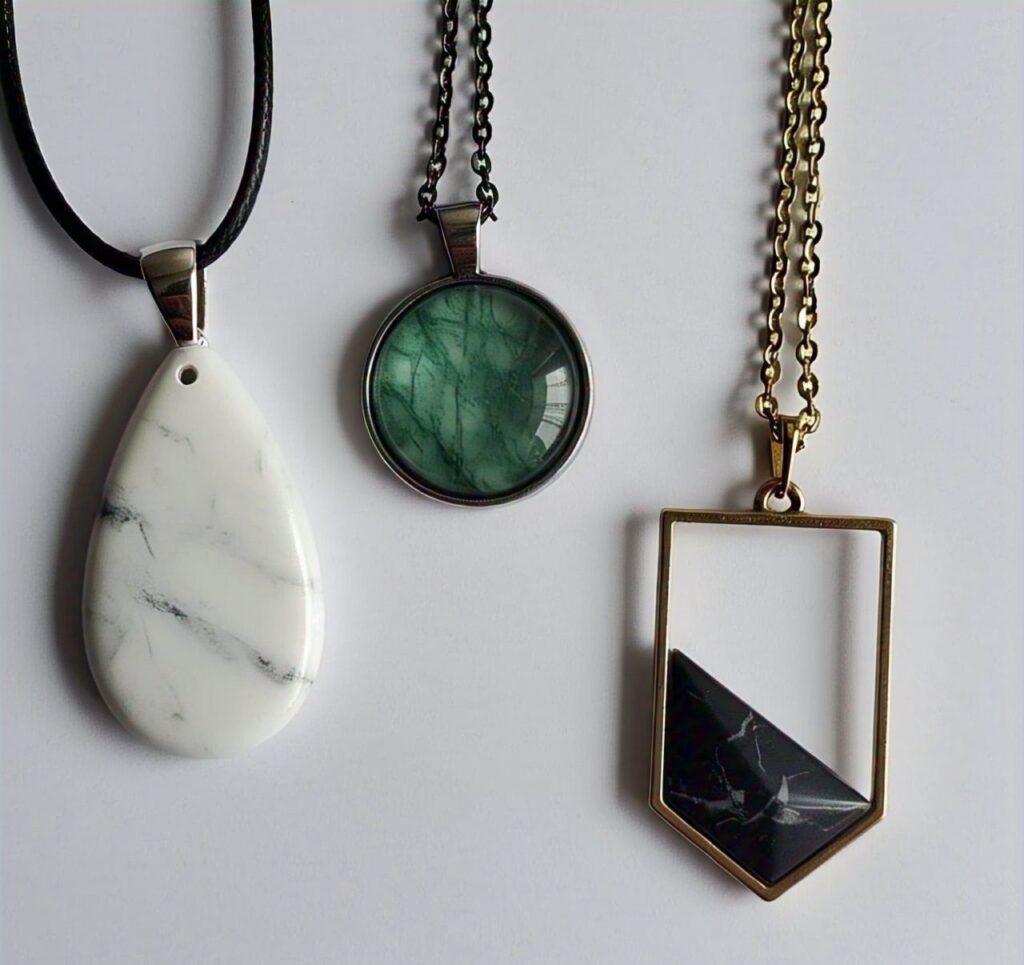 Custom handmade marble necklaces