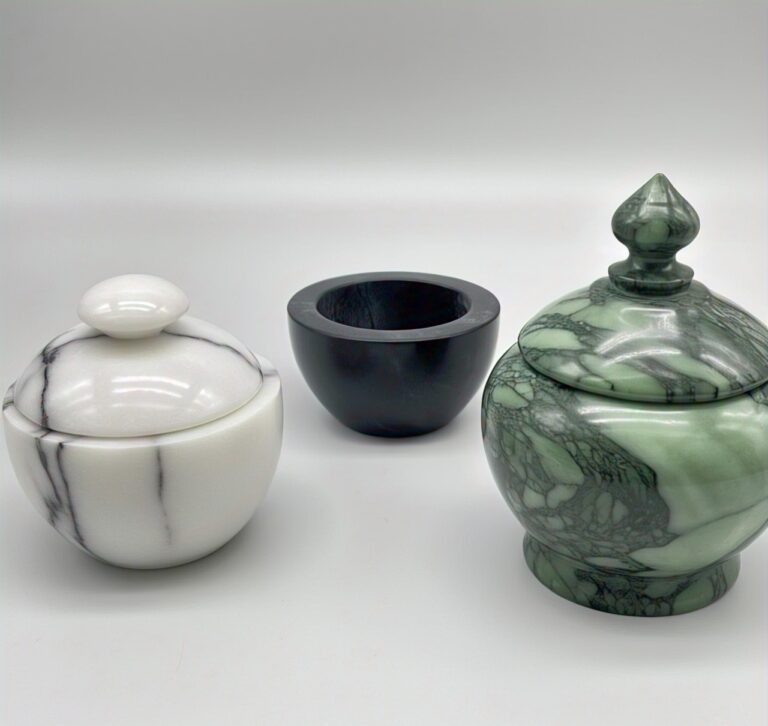 Custom handmade marble salt cellars with lids