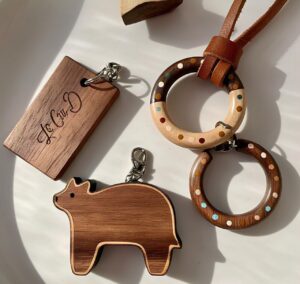 Custom handmade wooden keychains