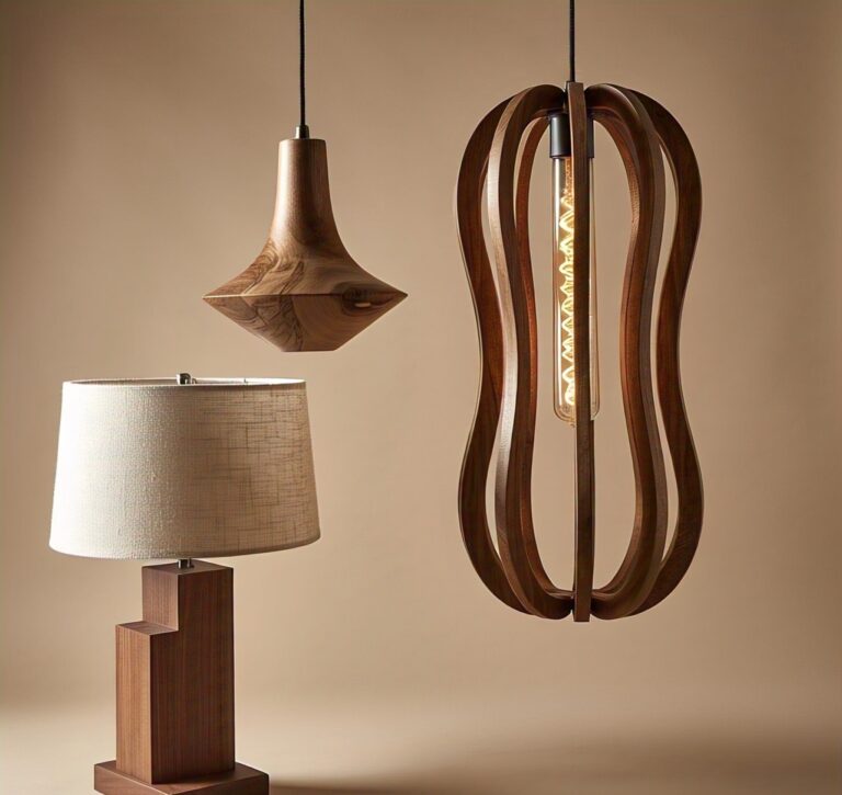 custom handmade wooden lamps