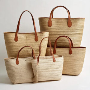 Custom handmade leather straw bags