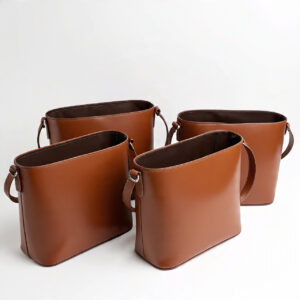 Custom handmade leather bucket bags