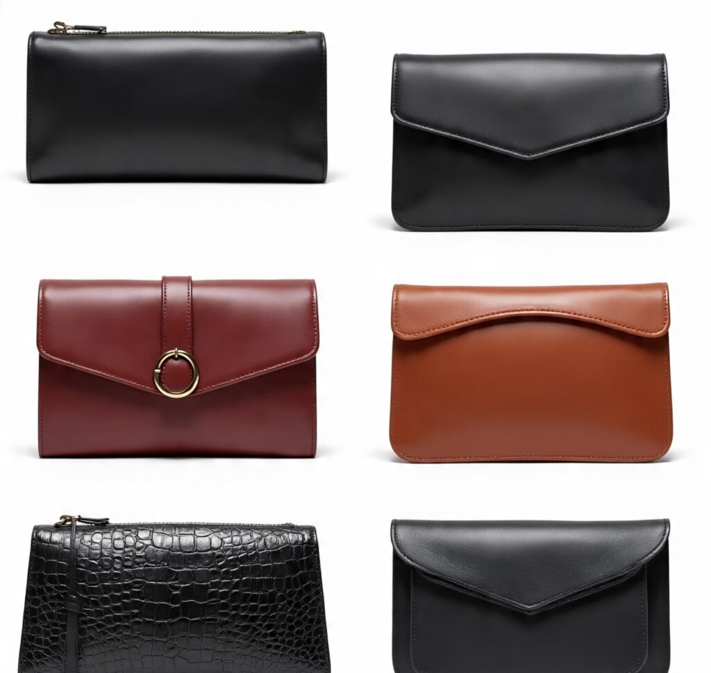 Custom handmade leather clutches