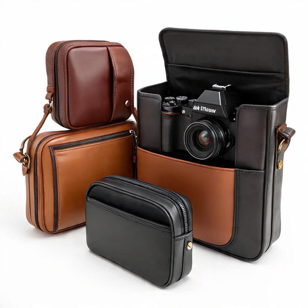 Custom handmade leather camera bags