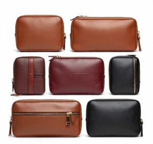 Custom handmade leather makeup bags