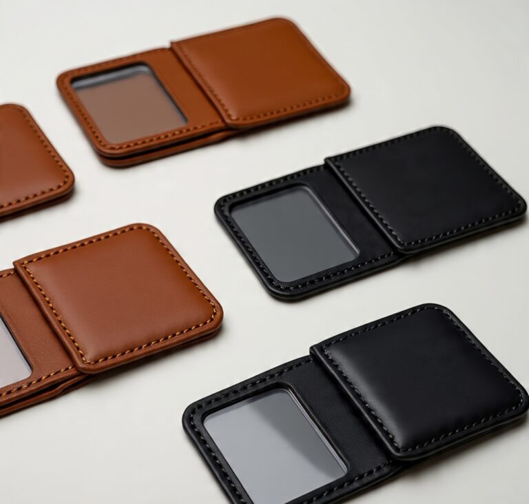 Custom handmade leather badge cases