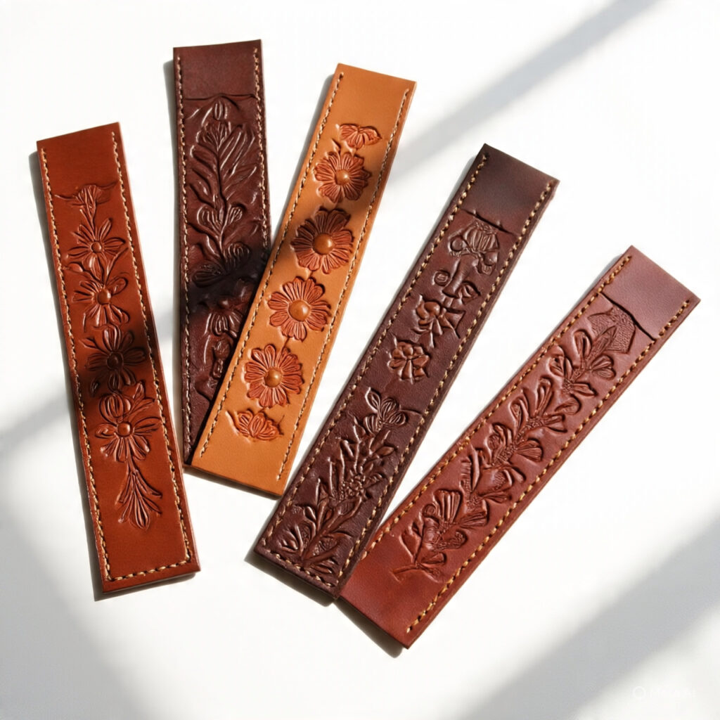 Custom handmade leather bookmarks