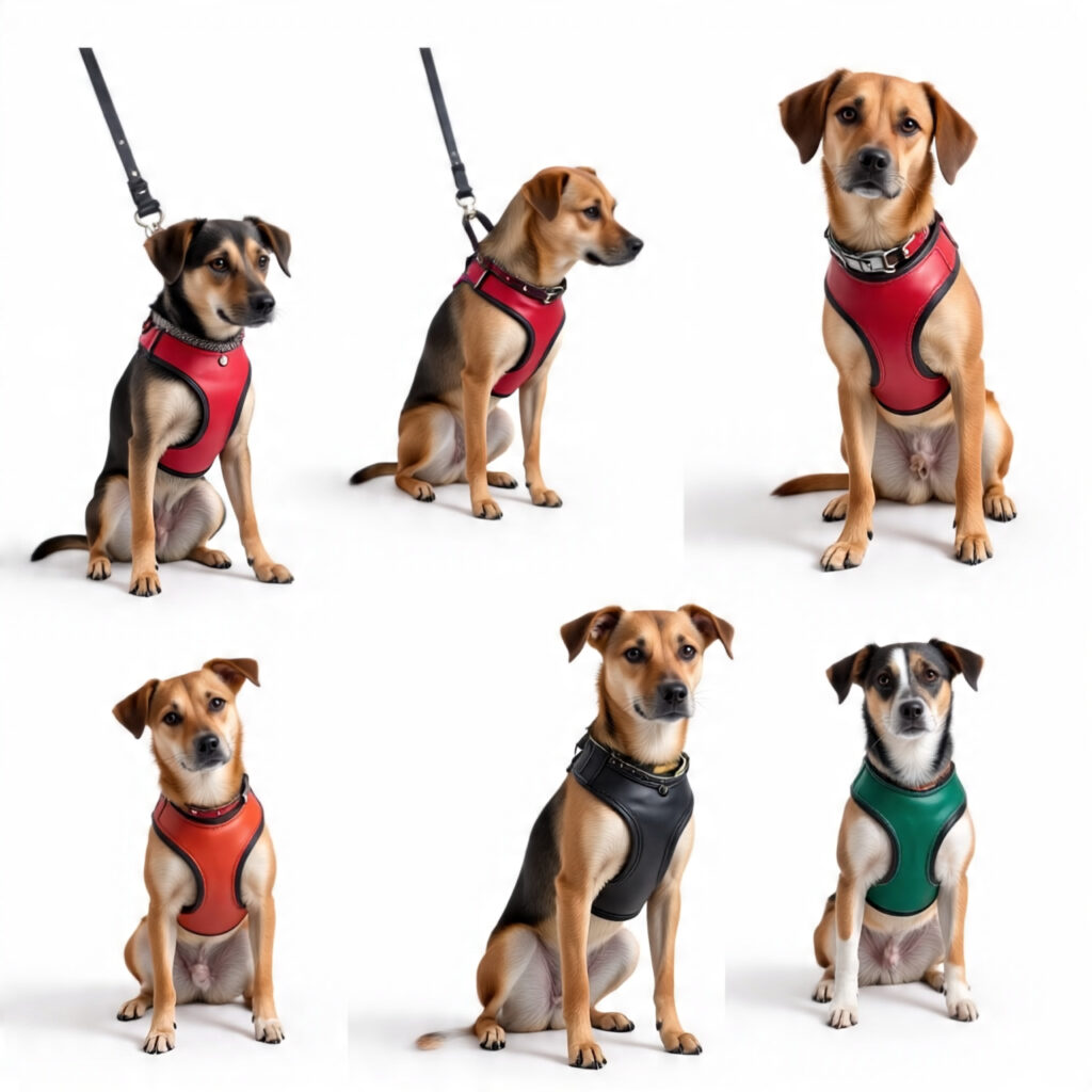 Custom handmade leather dog harnesses