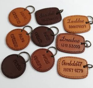 Custom handmade leather dog tags