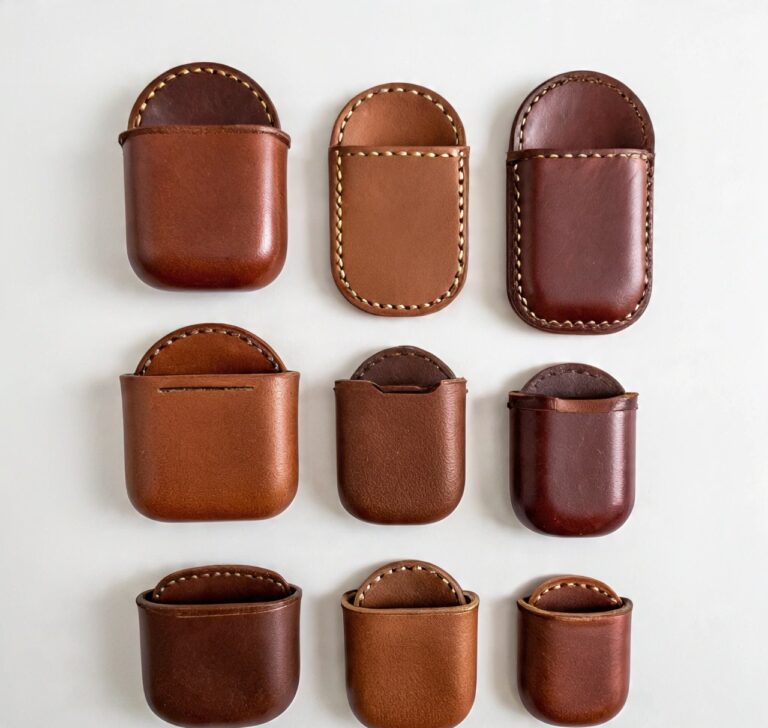 Custom handmade leather earbud holders