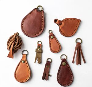 Custom handmade leather key fobs