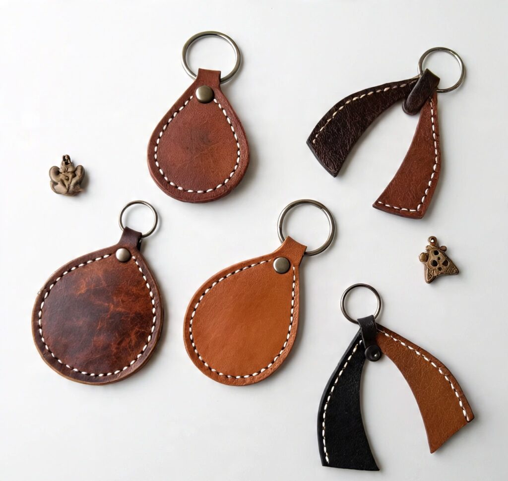 Custom handmade leather keychains