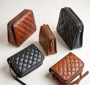 Custom handmade leather quilted purses