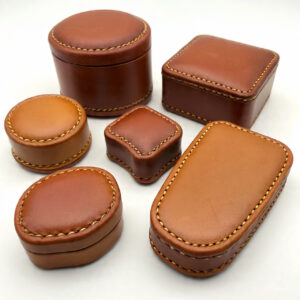 Custom handmade leather ring boxes
