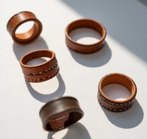 Custom handmade leather rings