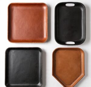 Custom handmade leather trays