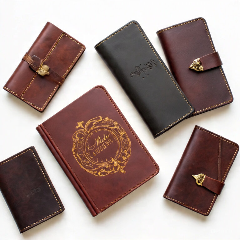 Custom handmade leather vow books