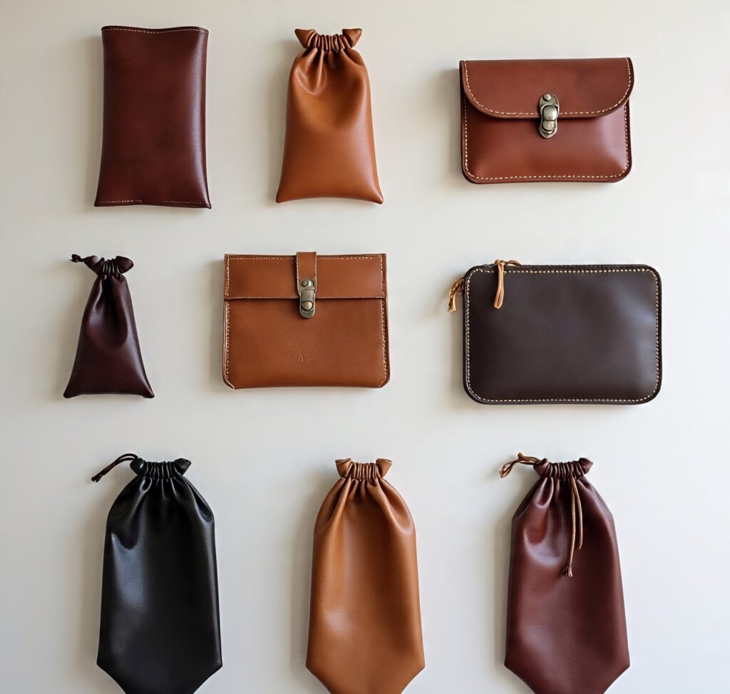 Custom handmade leather wall pouches