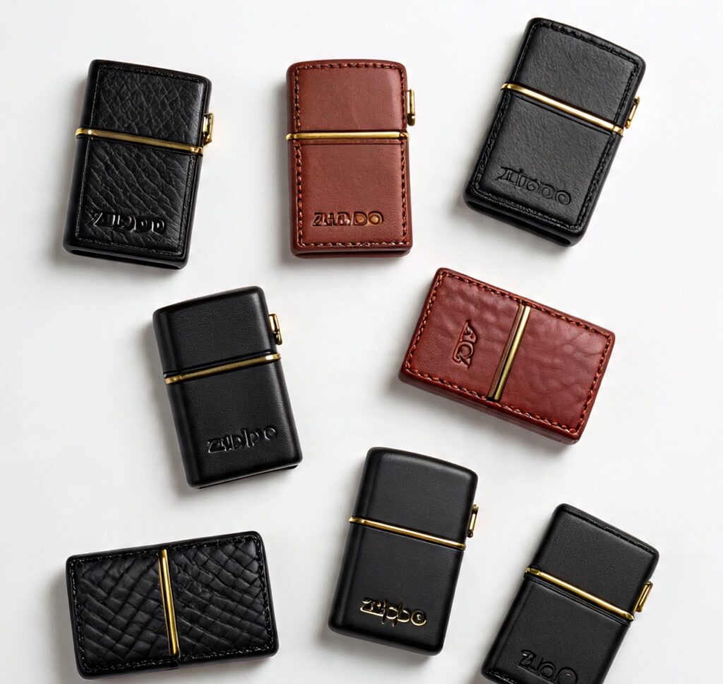 Custom handmade leather zippo cases