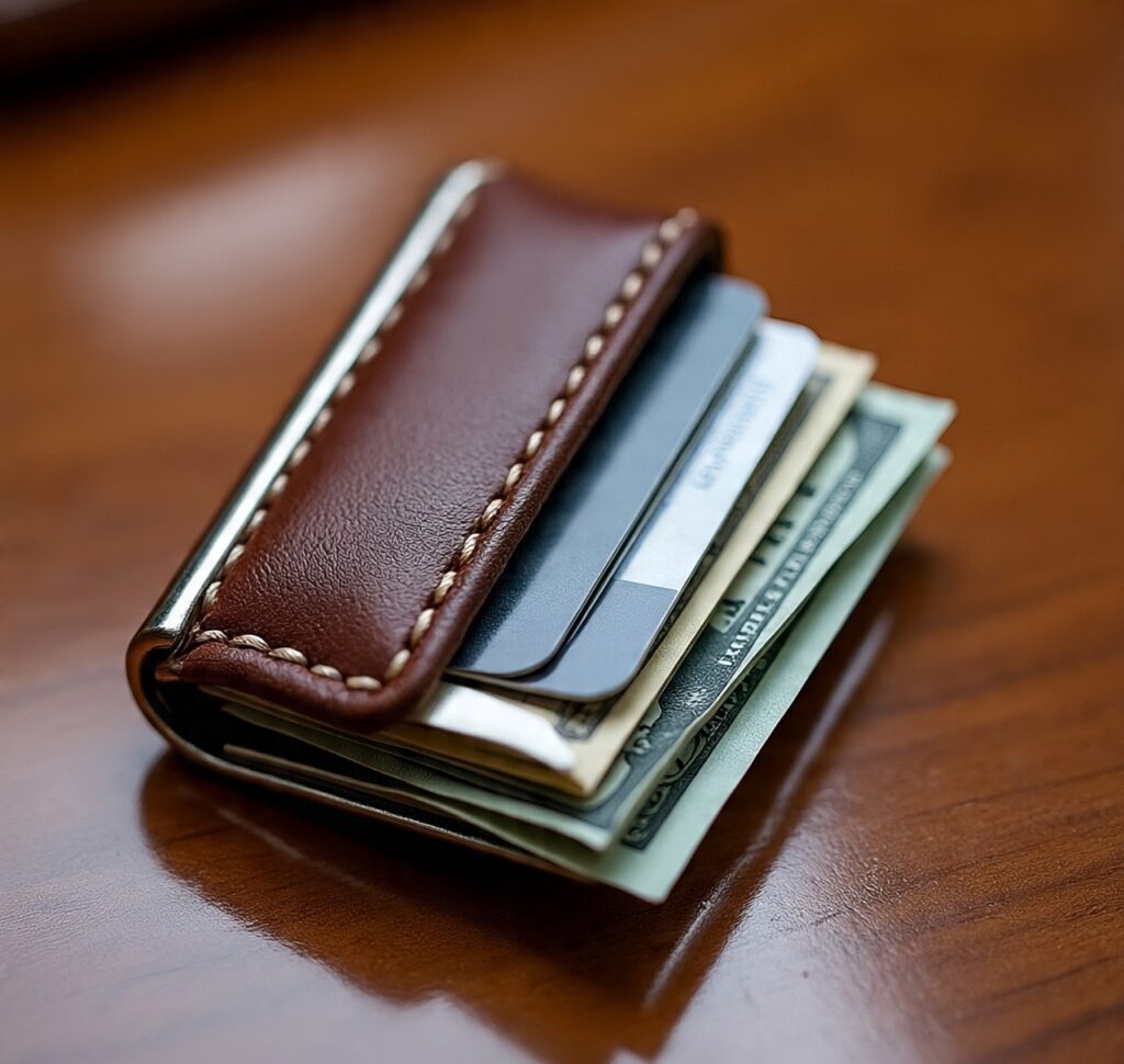 Custom handmade leather money clips