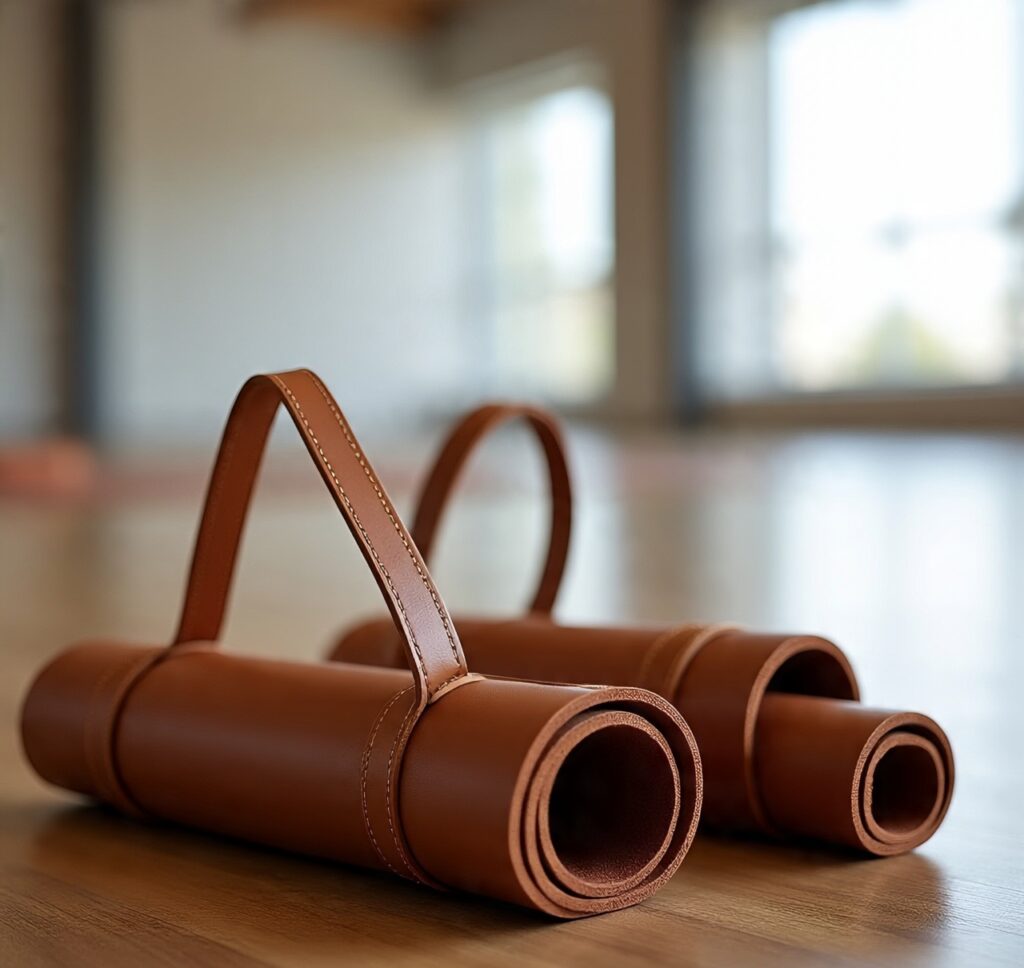 Custom handmade leather yoga mat carriers