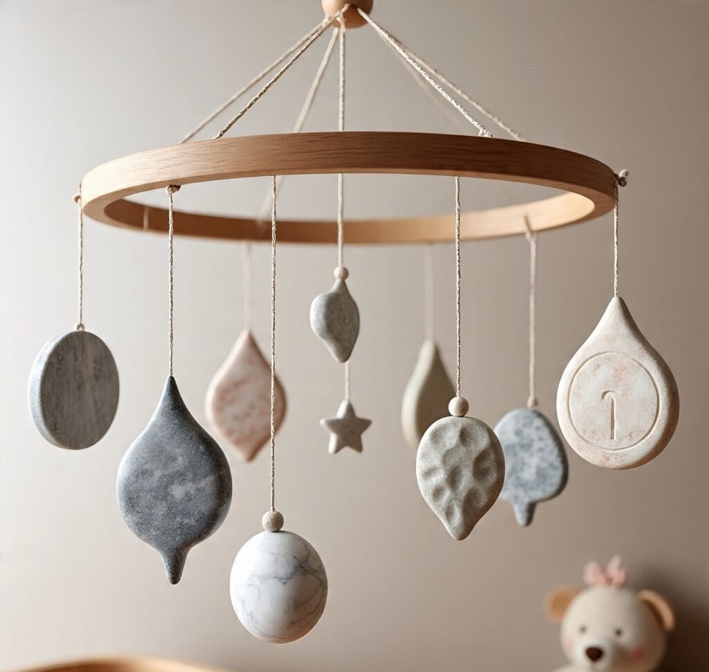 Custom stone baby mobiles