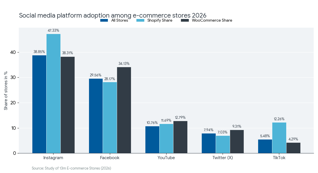 social media platforms adoption among ecommerce stores